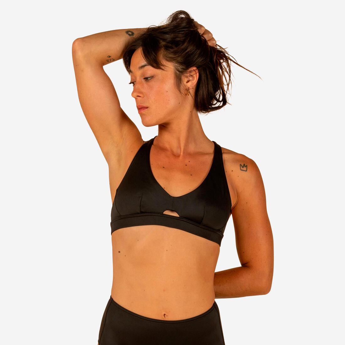 article en promo : Haut de maillot de bain brassière de surf femme double réglable dos agatha noire