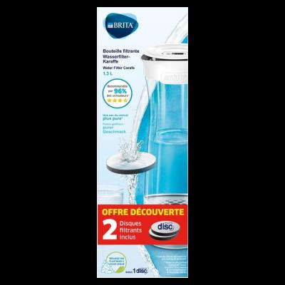 article en promo : BRITA BOUTEILLE FILTRANTE BLANC/GRAPHITE - 2 MICRODISCS FILTRANTS INCLUS