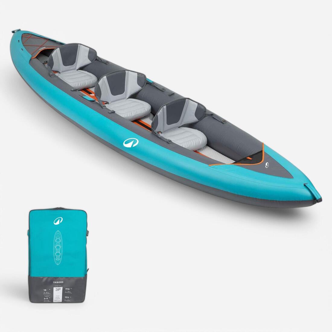article en promo : Canoë kayak gonflable 2/3 places - tribord 100+ bleu