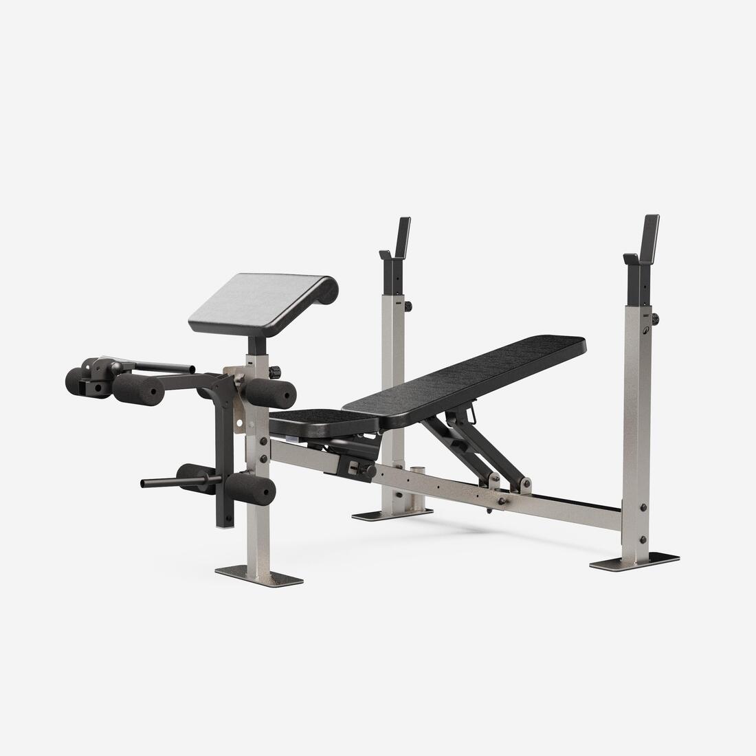 article en promo : Banc de musculation avec chandelles avec station de biceps curl et de leg curl
