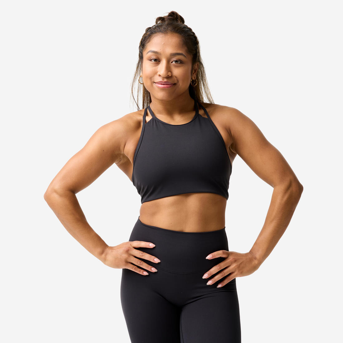 article en promo : Brassière dos ouvert maintien léger femme, noir