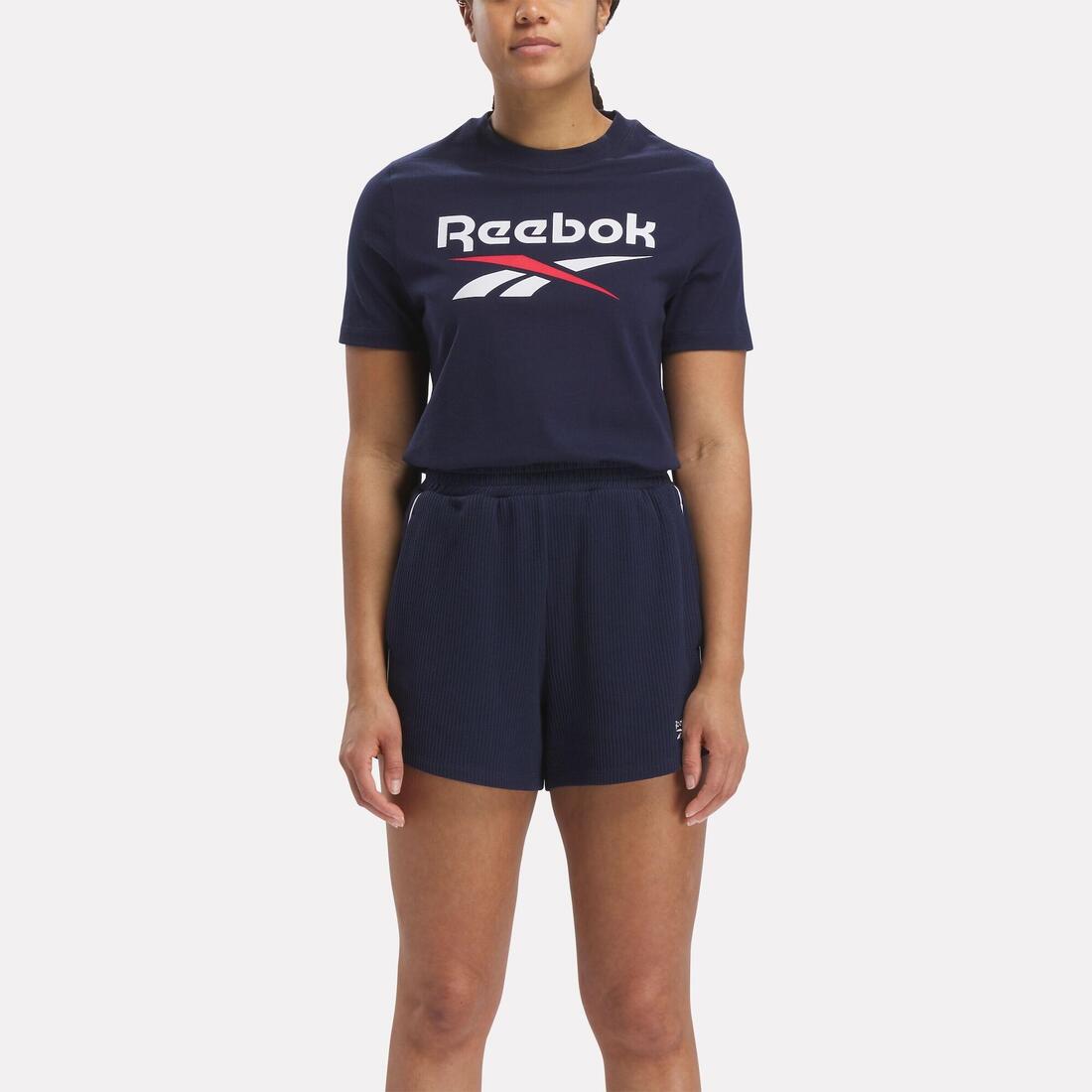 article en promo : T-shirt de fitness femme, bleu et blanc