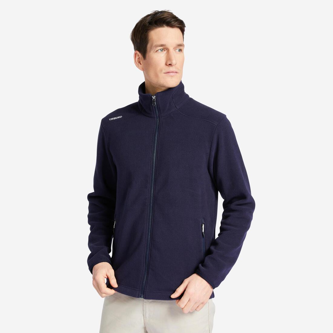 article en promo : Veste polaire chaude de voile sailing 100 homme pétrole chiné