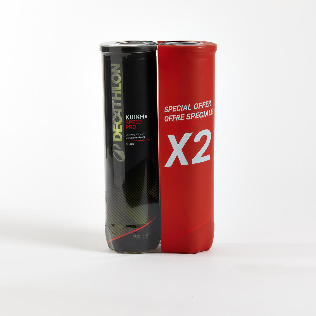 article en promo : Balle de tennis vive 2 tubes de 4 balles, kuikma speed pro