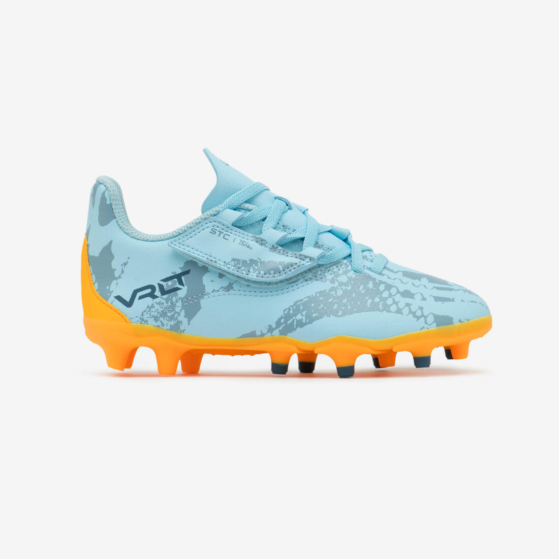 article en promo : Chaussures de football enfant a scratch viralto i easy fg bleu et
