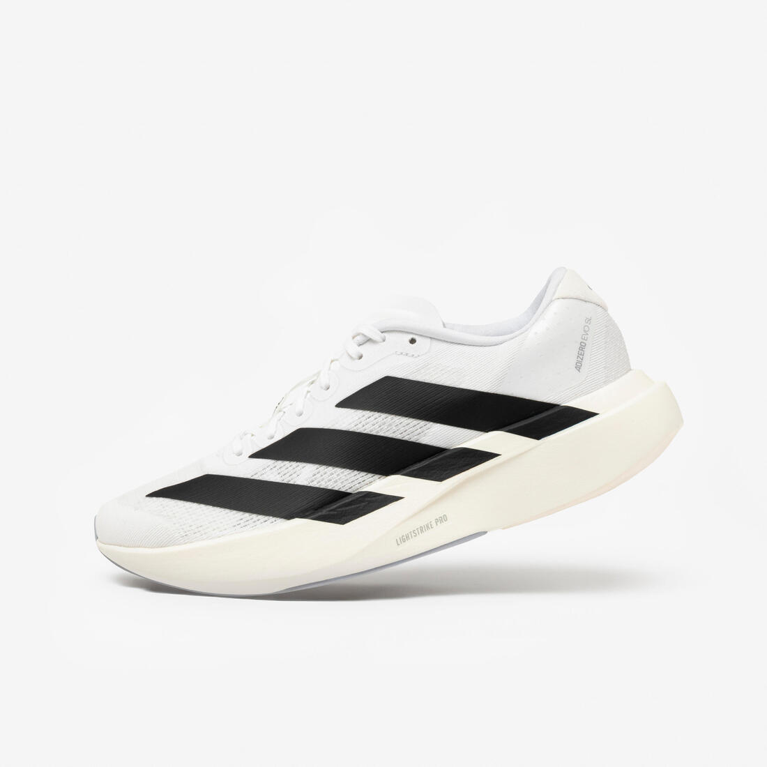 article en promo : Chaussures running légères femme, adidas adizero evo sl noires et blanches