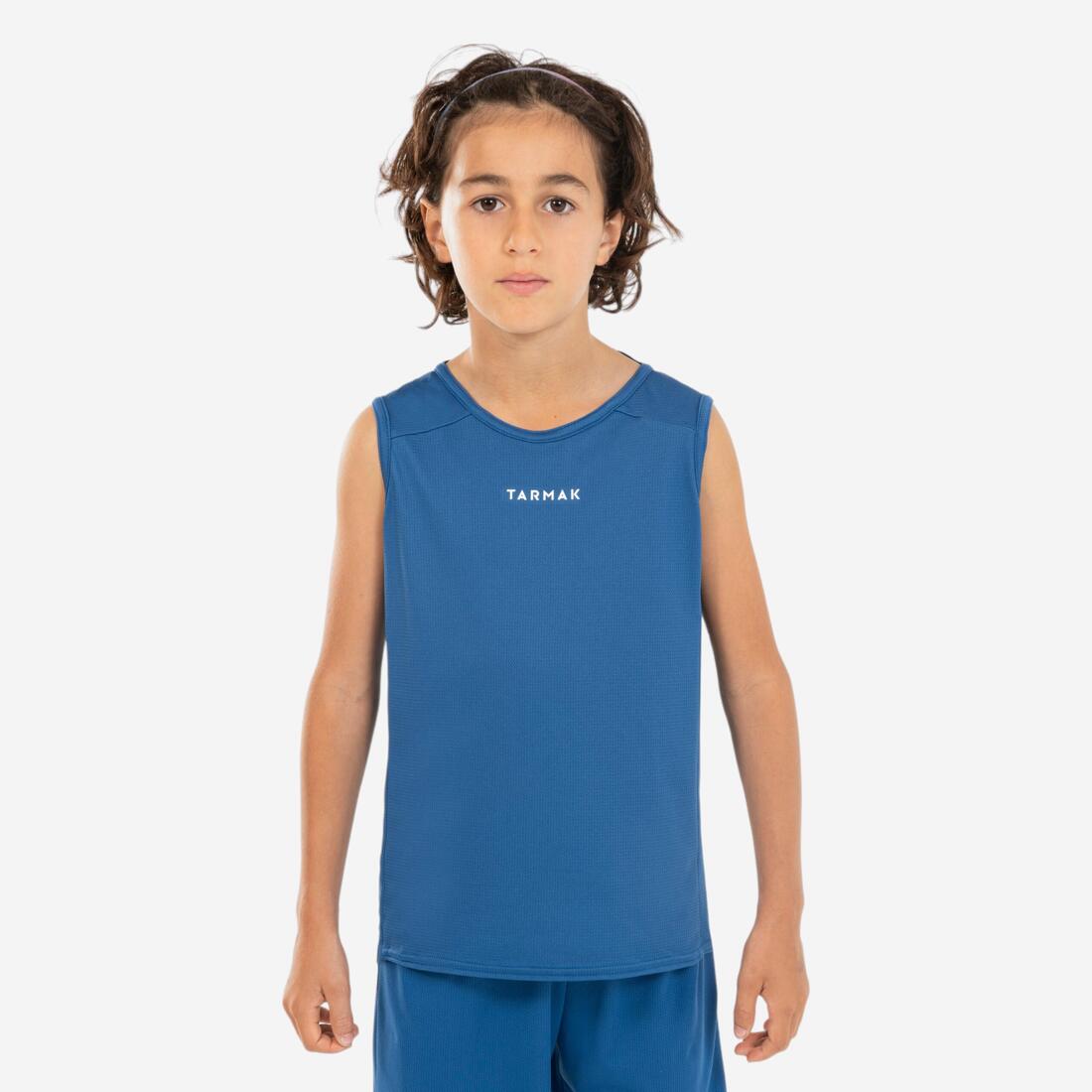 article en promo : Maillot de basketball sans manche enfant - t100 bleu