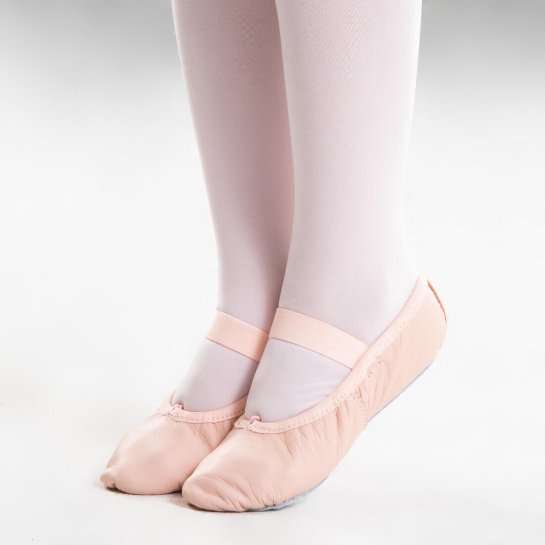 article en promo : Demi-pointes en cuir de danse classique semelle entière enfant, rose