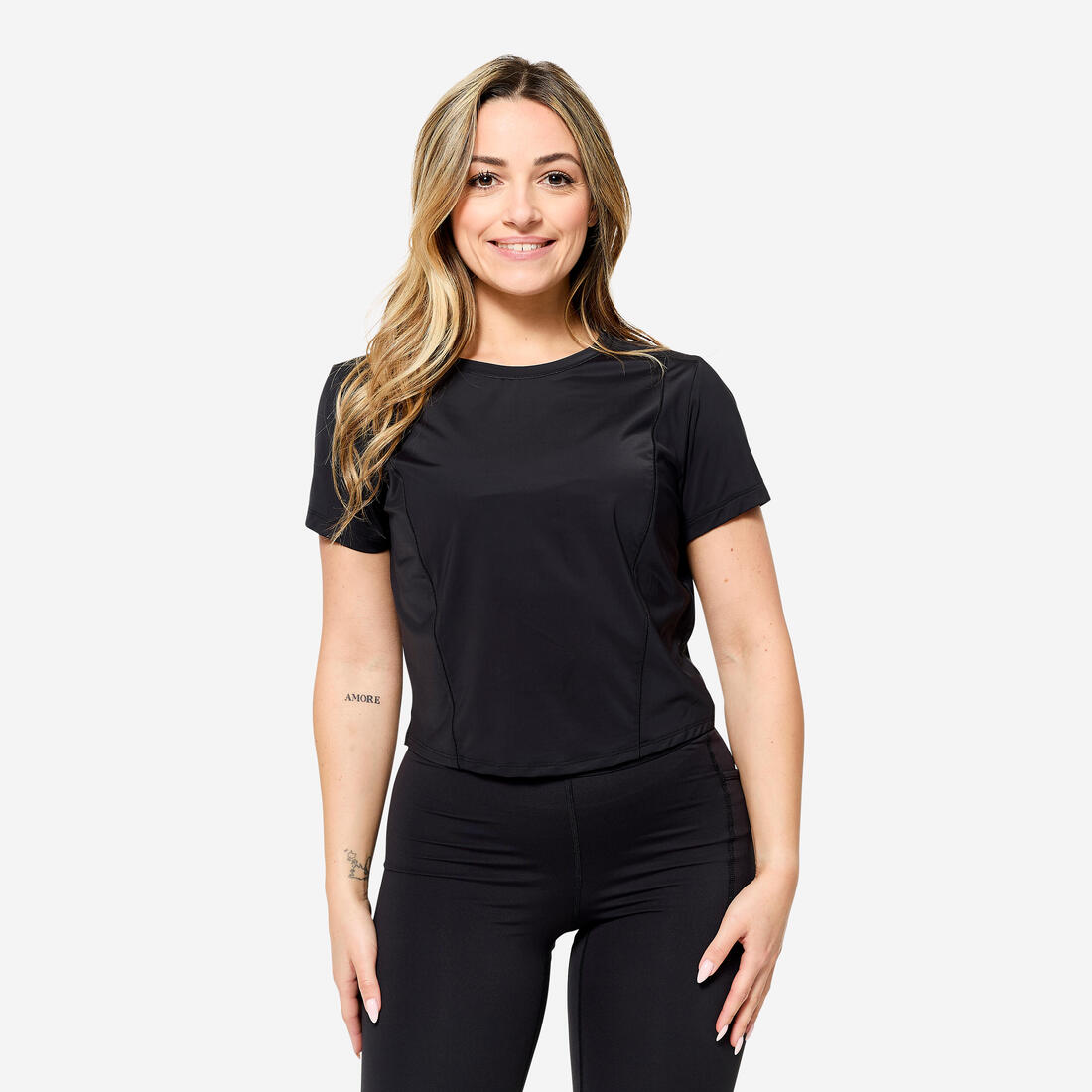 article en promo : T-shirt de fitness extensible et respirant femme
