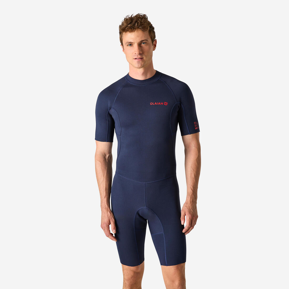 article en promo : Combinaison Surf Shorty 100 Néoprène 1,5mm homme bleu marine