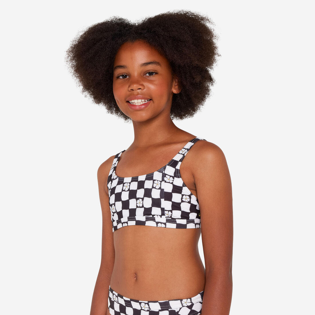 article en promo : Haut de maillot de bain brassière  fleuri réglable Fille - 500 Nora