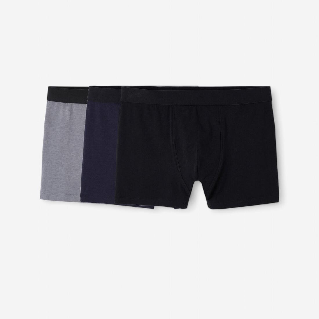 article en promo : Lot de 3 boxers en coton Homme - Noir/Gris/Bleu