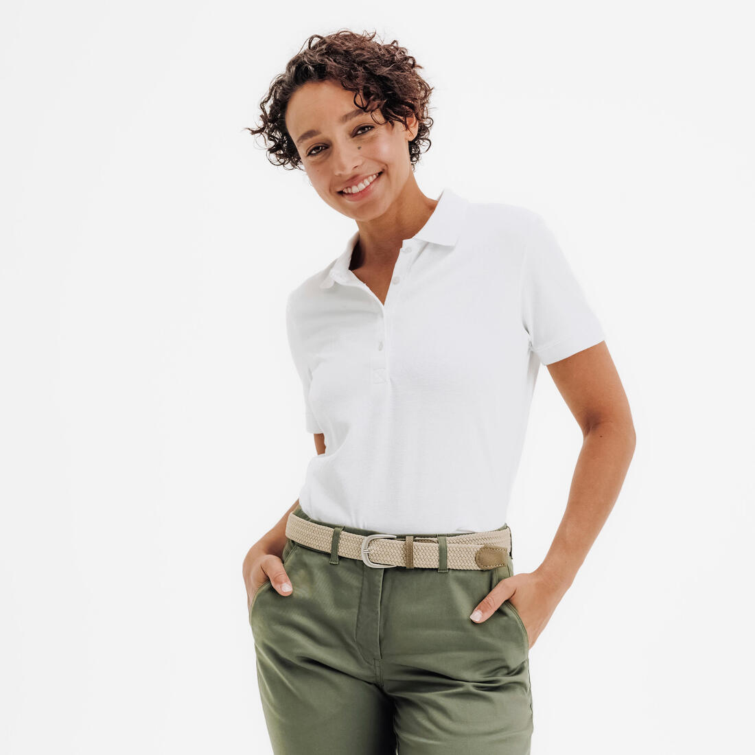 article en promo : Polo de golf en coton polyester manches courtes femme, MW500