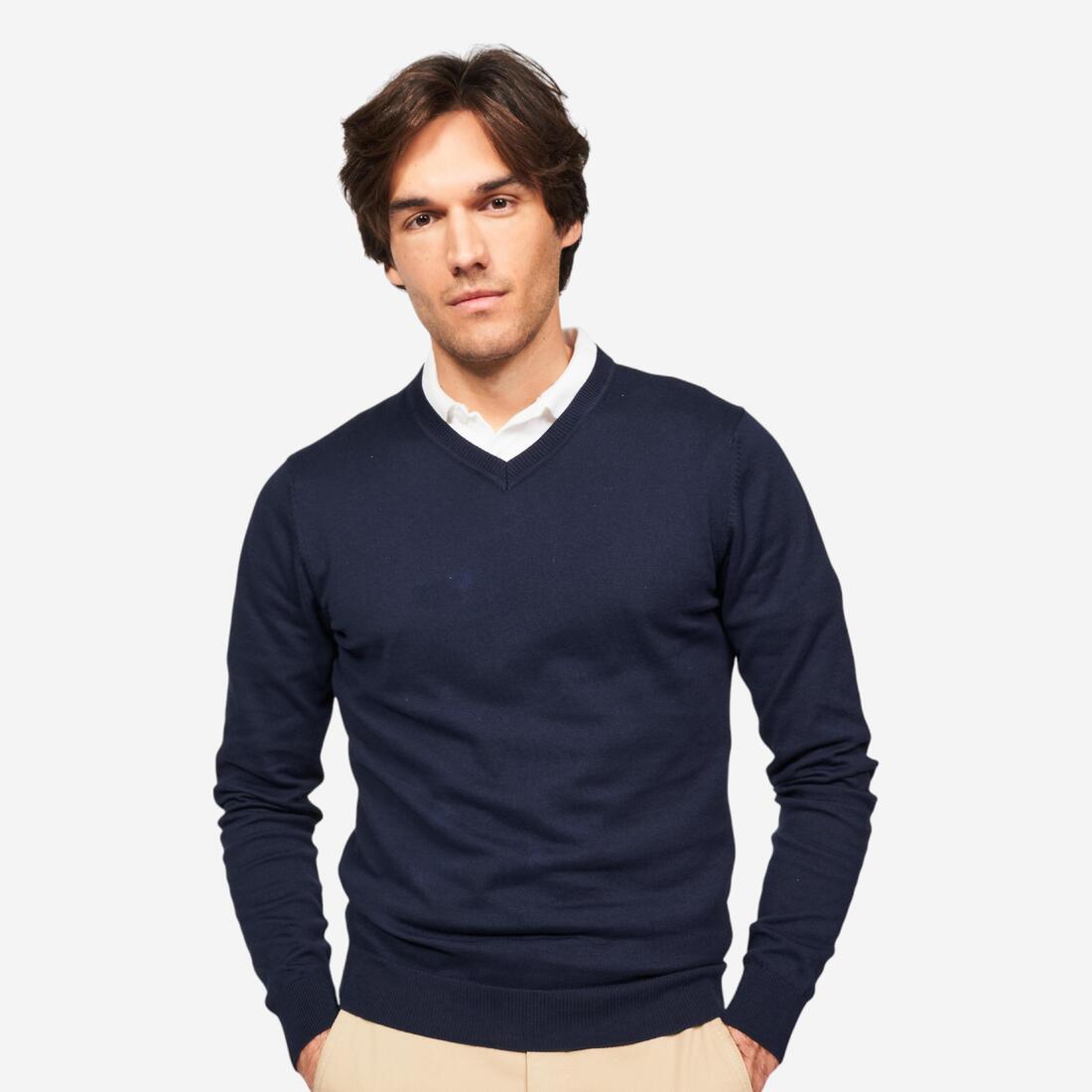article en promo : Pull de golf 100% coton col v homme, mw100