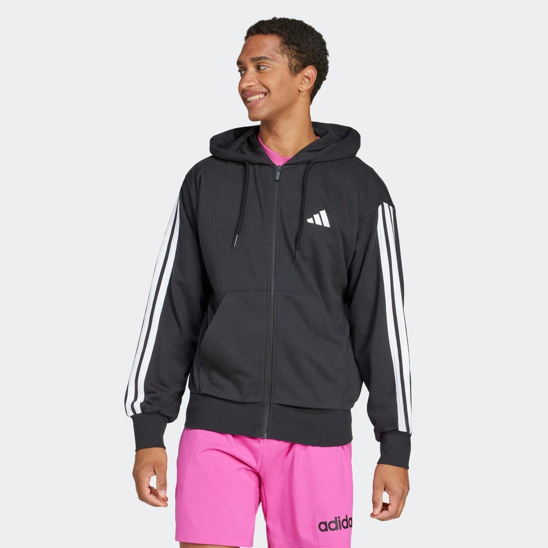 article en promo : Sweat-shirt zippé à capuche en coton pour homme, noir