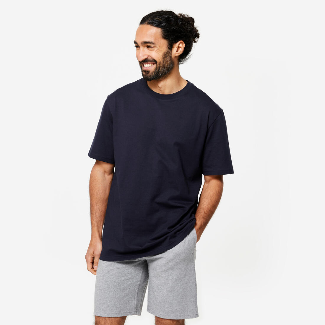 article en promo : T-shirt fitness homme col rond manches courtes