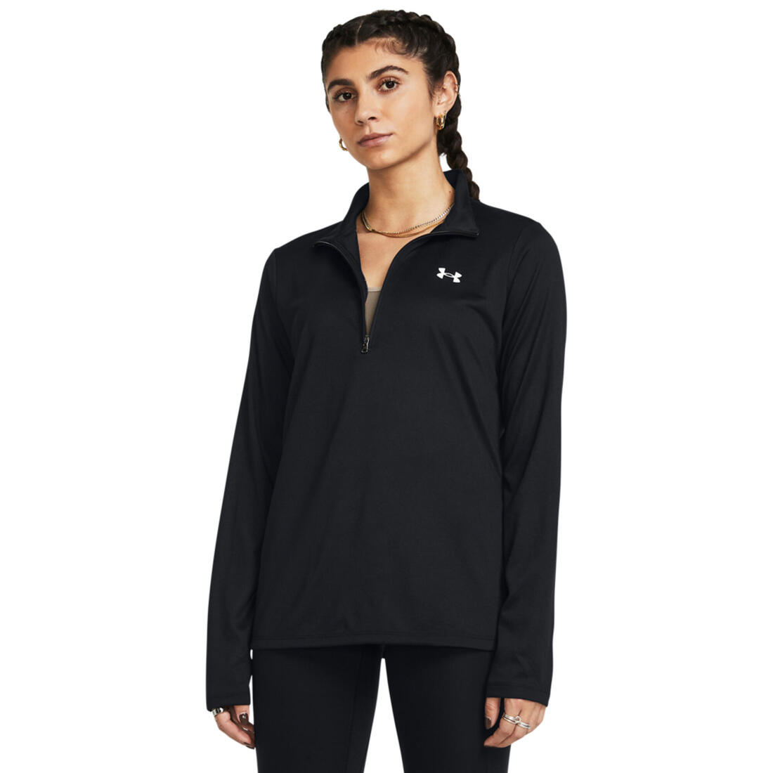 article en promo : Veste de fitness à col zippé femme, noir